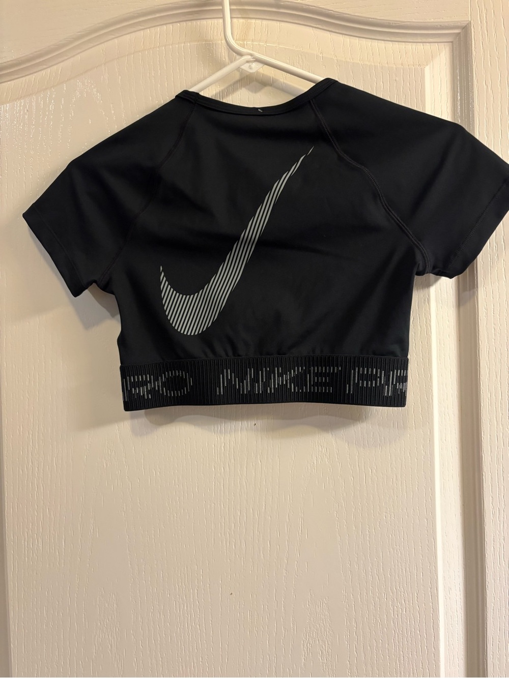 Nike Black Pro Crop Top with Elastic Logo Hem - Picture 6 of 11